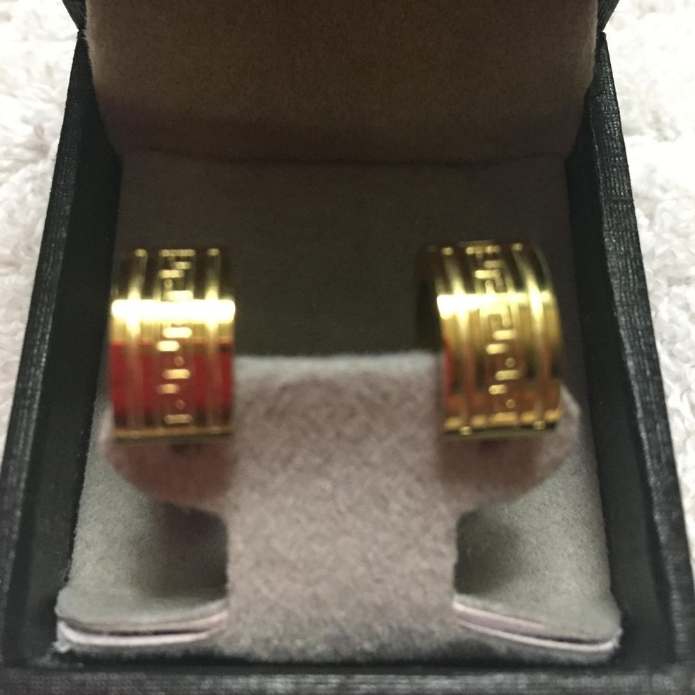 EdForce Stainless Steel Gold Hoop Gold Earrings - Picture 2 of 16
